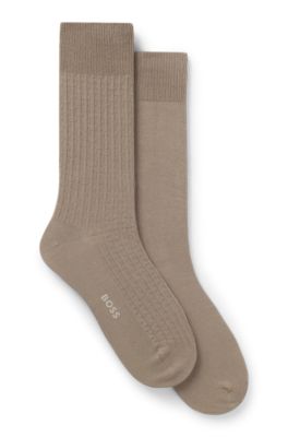 Paquete de dos pares de calcetines en canal&eacute; vanis&eacute; de algod&oacute;n mercerizado, Marr&oacute;n
