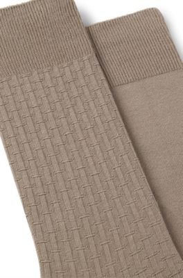 Paquete de dos pares de calcetines en canal&eacute; vanis&eacute; de algod&oacute;n mercerizado, Marr&oacute;n