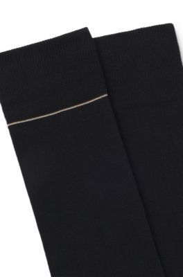 Paquete de dos pares de calcetines en canal&eacute; con detalles de la raya caracter&iacute;stica, Negro