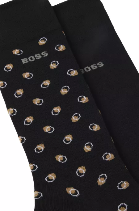Two-pack mini-pattern socks in a combed cotton blend