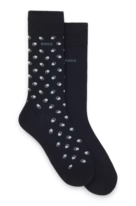 Two-pack mini-pattern socks in a combed cotton blend