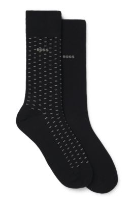 Paquete de dos pares de calcetines de algod&oacute;n de largo normal, Negro