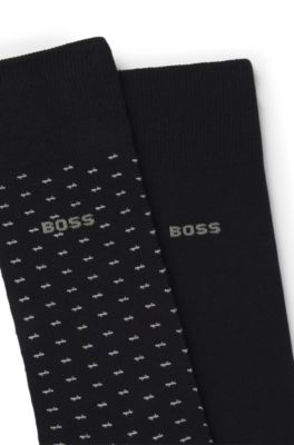 Paquete de dos pares de calcetines de algod&oacute;n de largo normal, Negro