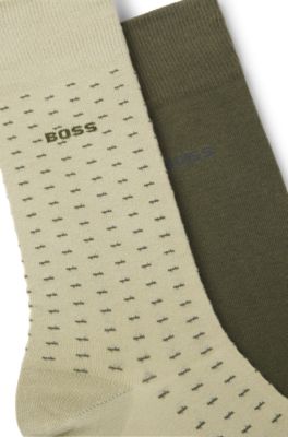 Two-pack of regular-length cotton-blend socks, Green