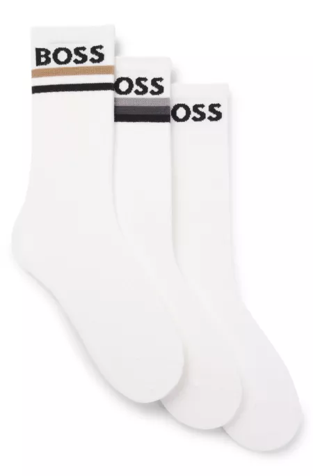 Three-pack of bamboo-blend ankle socks with logos