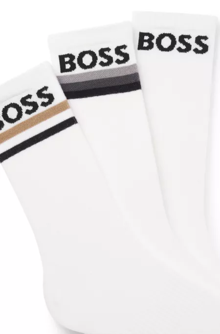 Three-pack of bamboo-blend ankle socks with logos