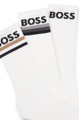Three-pack of bamboo-blend ankle socks with logos, Patterned