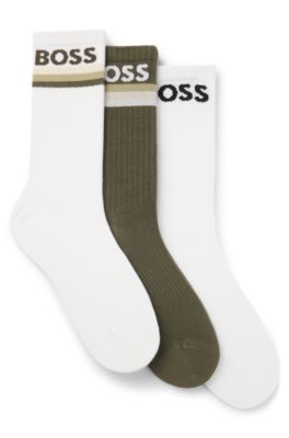 Three-pack of bamboo-blend ankle socks with logos, Patterned