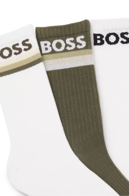 Three-pack of bamboo-blend ankle socks with logos