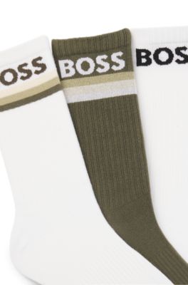 Three-pack of bamboo-blend ankle socks with logos, Patterned