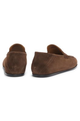 BOSS BY BECKHAM penny loafers in suede, Dark Brown