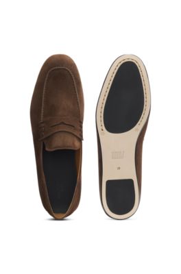 Mocasines de ante BOSS BY BECKHAM, Marr&oacute;n oscuro