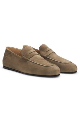 BOSS BY BECKHAM penny loafers in suede, Green