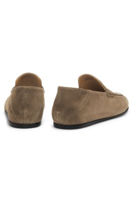 BOSS BY BECKHAM penny loafers in suede, Green
