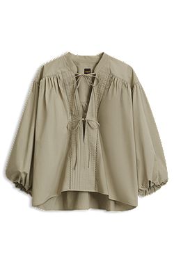 Blouse Relaxed en tissu fin avec manches bouffantes
