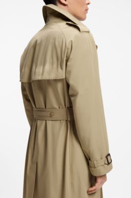 Trench d&eacute;perlant en twill de coton, Kaki