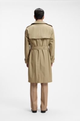 Trench d&eacute;perlant en twill de coton, Kaki