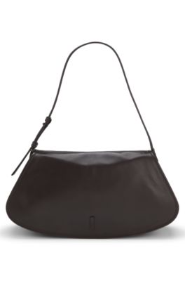 Shoulder bag in smooth leather , Dark Brown