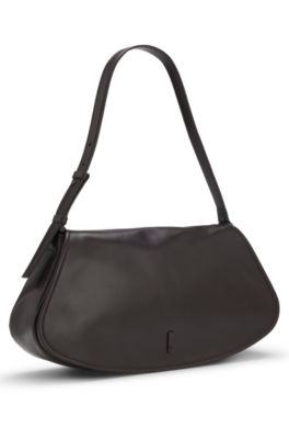 Shoulder bag in smooth leather , Dark Brown