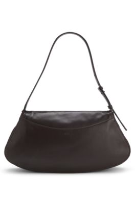 Shoulder bag in smooth leather , Dark Brown
