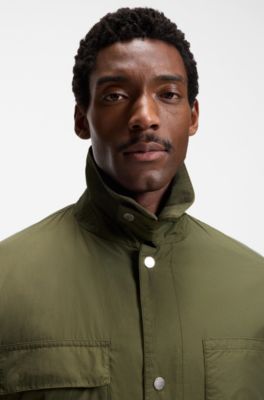 Water-repellent field jacket with checked lining, Light Green