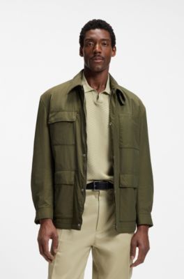 Water-repellent field jacket with checked lining, Light Green
