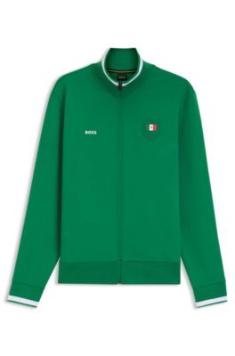 Sudadera de algod&oacute;n con cremallera e insignia de bandera nacional, Mexico