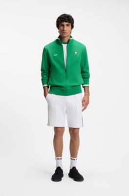 Cotton-blend zip-up sweatshirt with country-flag badge, Mexico Green