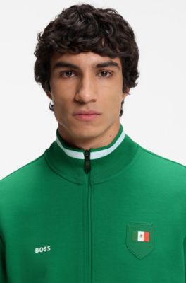 Sudadera de algod&oacute;n con cremallera e insignia de bandera nacional, Mexico