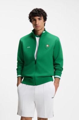 Sudadera de algod&oacute;n con cremallera e insignia de bandera nacional, Mexico