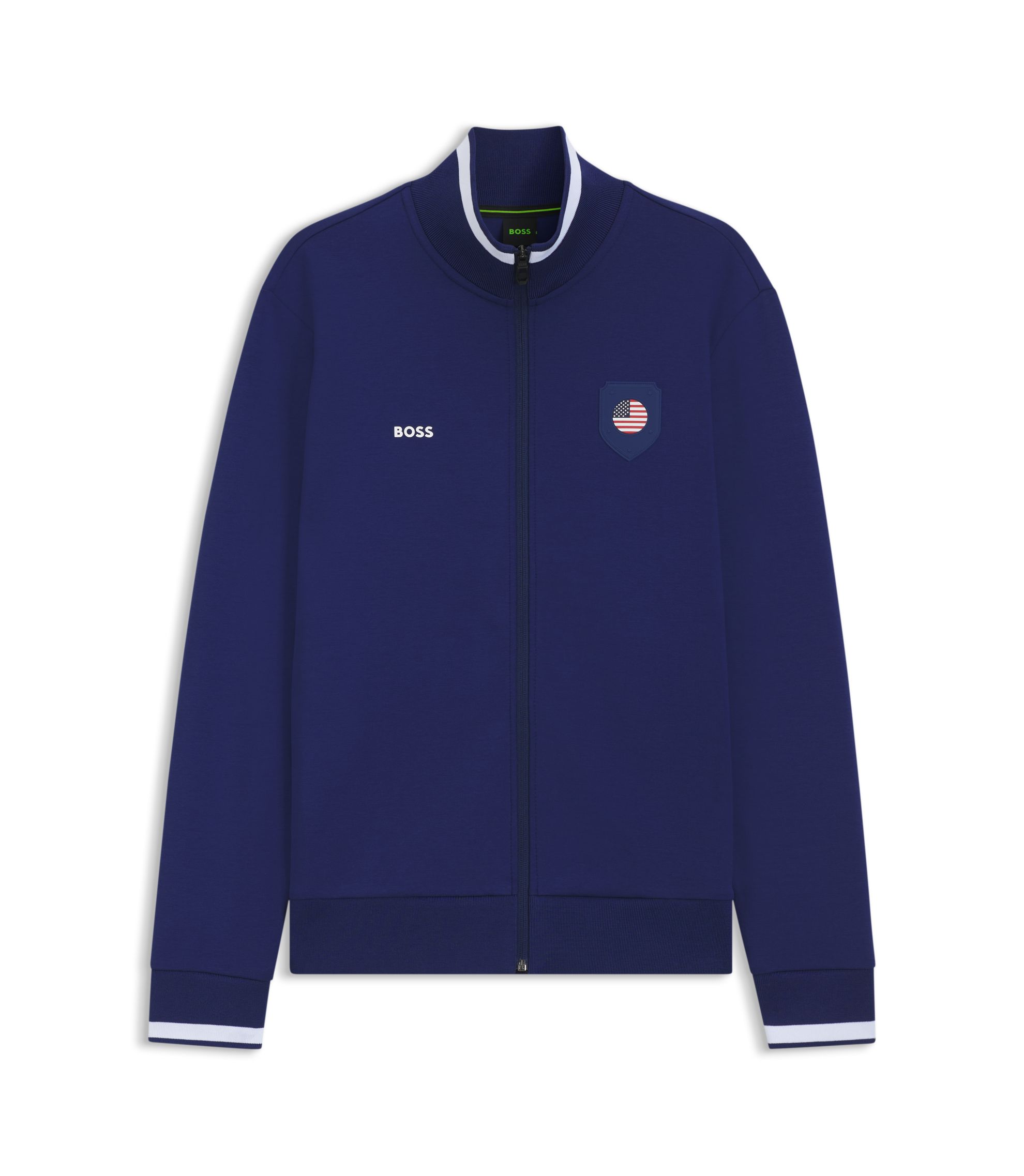 BOSS - Cotton-blend zip-up sweatshirt with country-flag badge - USA