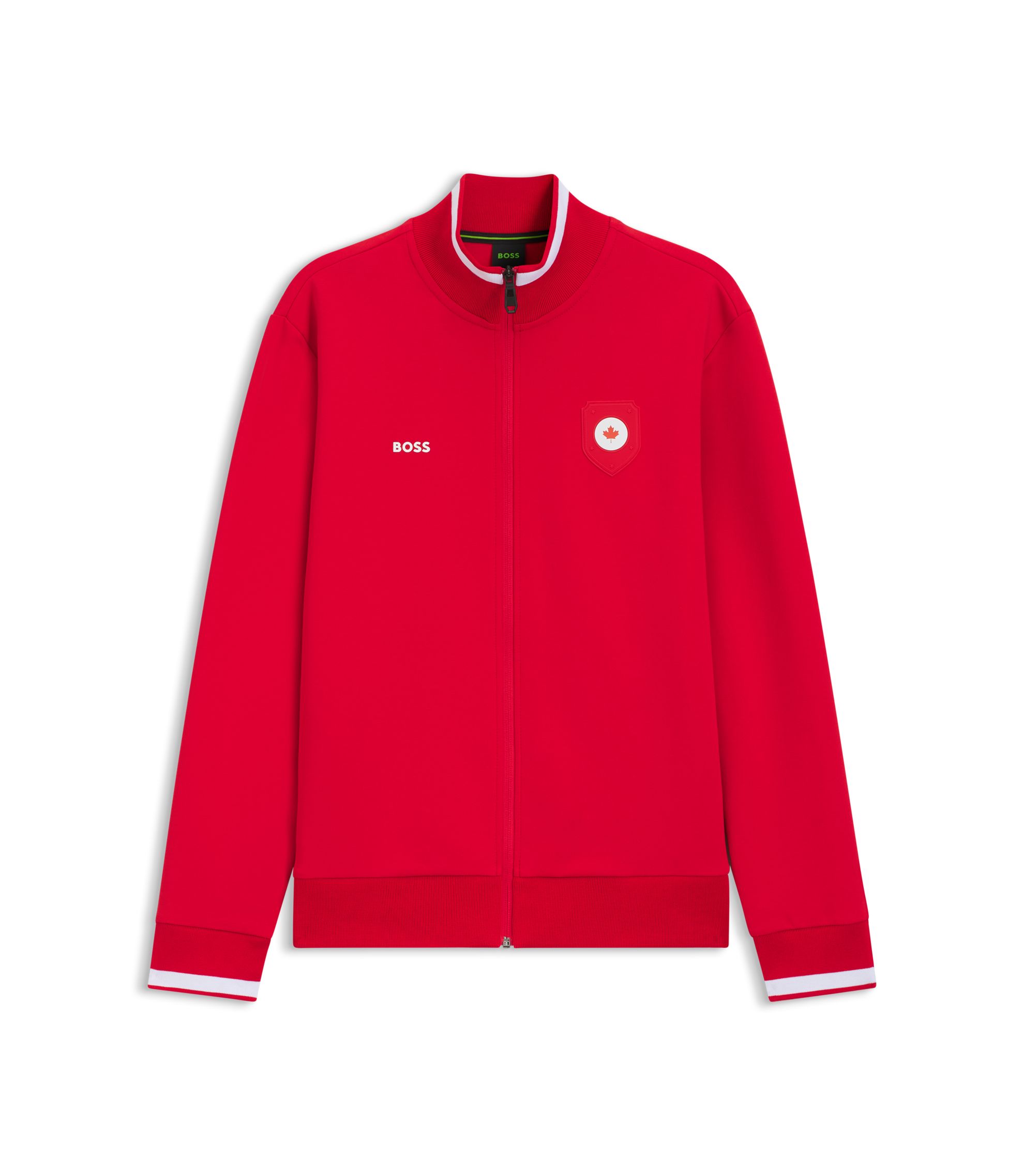 BOSS - Cotton-blend zip-up sweatshirt with country-flag badge - Canada