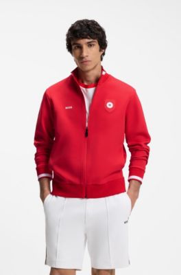 Cotton-blend zip-up sweatshirt with country-flag badge, Canada