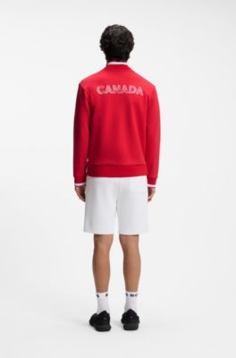 Sudadera de algod&oacute;n con cremallera e insignia de bandera nacional, Canada
