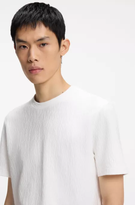 Cotton-blend T-shirt with creased effect