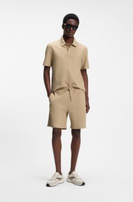 Polo de algod&oacute;n con efecto arrugado, Beige