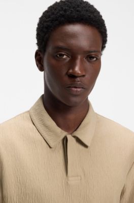 Polo de algod&oacute;n con efecto arrugado, Beige