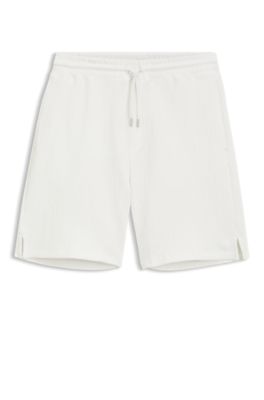 Shorts de algod&oacute;n el&aacute;stico con efecto arrugado, Blanco