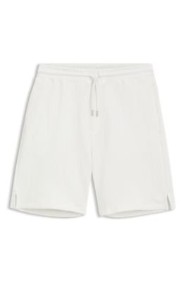 Stretch-cotton shorts with creased effect, White