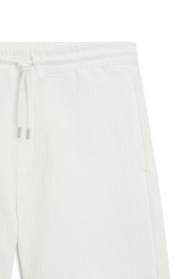 Shorts de algod&oacute;n el&aacute;stico con efecto arrugado, Blanco
