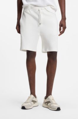Stretch-cotton shorts with creased effect, White