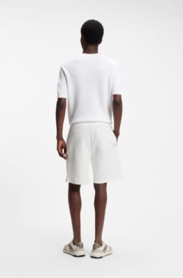 Stretch-cotton shorts with creased effect, White