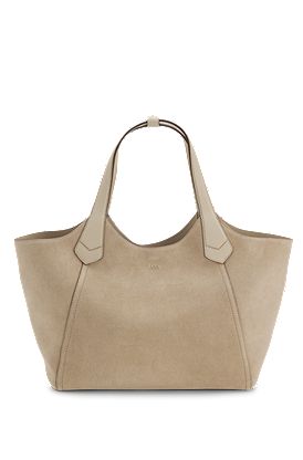 Leather-trim tote bag in suede
