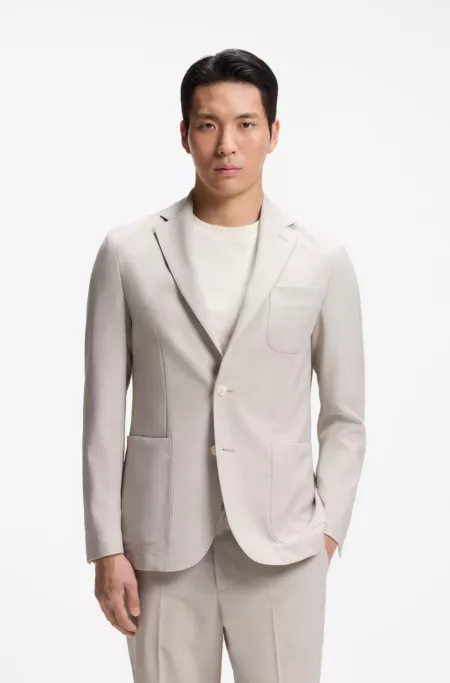 Slim-fit blazer in micro-patterned virgin wool