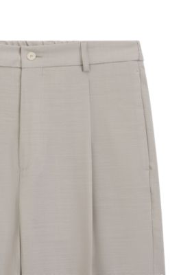 Relaxed-fit pants in patterned virgin wool, Light Beige