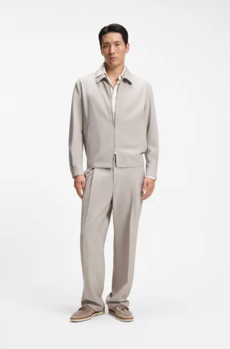 Relaxed-fit pants in patterned virgin wool