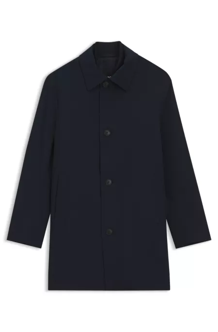 Regular-fit coat in patterned stretch fabric