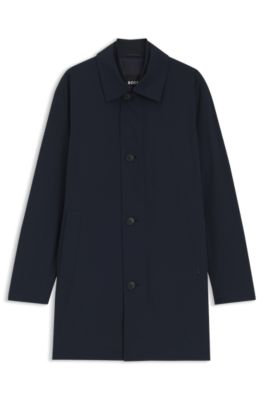 Regular-fit coat in patterned stretch fabric, Dark Blue