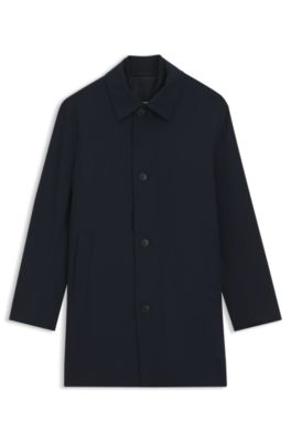 Abrigo regular fit en tejido el&aacute;stico estampado, Azul oscuro