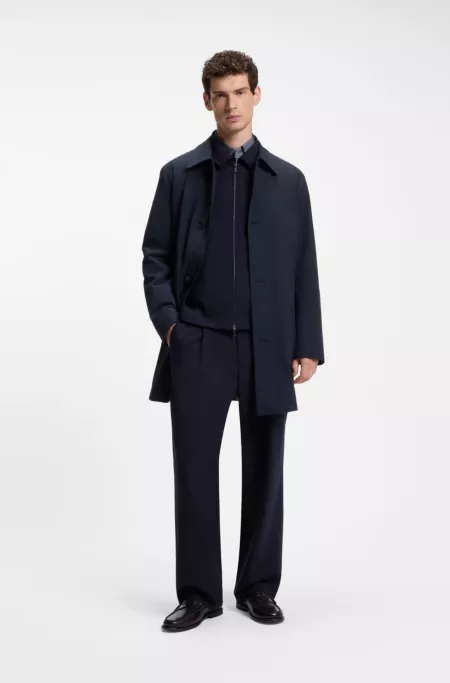Regular-fit coat in patterned stretch fabric